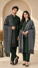 Geometric Grace Reversible Semi Pashmina Unisex Stoles - Pack of 1 With Premium  Curated Box Packaging