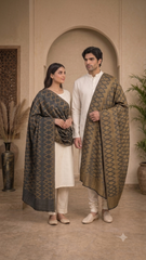 Geometric Pattern  Shimmering Zari   Reversible Semi Pashmina Unisex Stoles - Pack of 1 With Premium  Curated Box Packaging