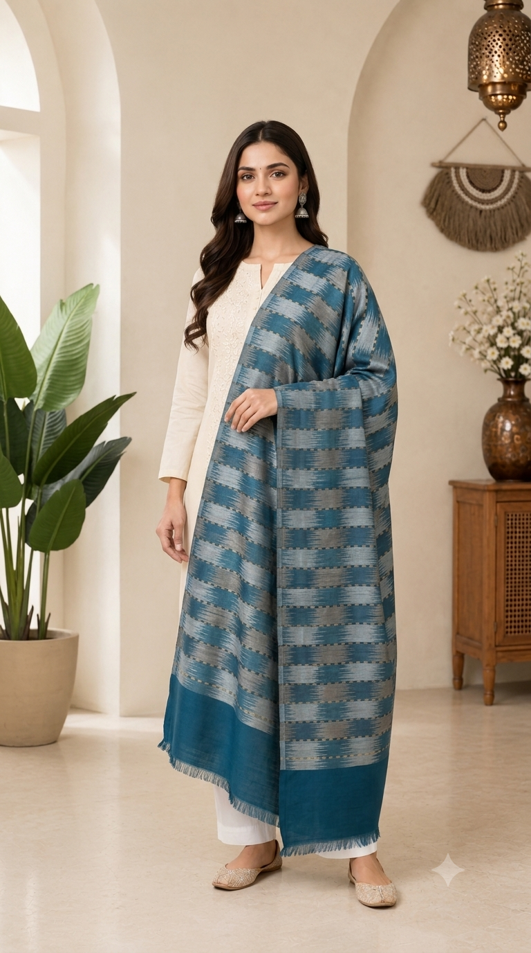 Non Reversible Semi Pashmina Unisex Stoles - Pack of 1 With Premium  Curated Box Packaging