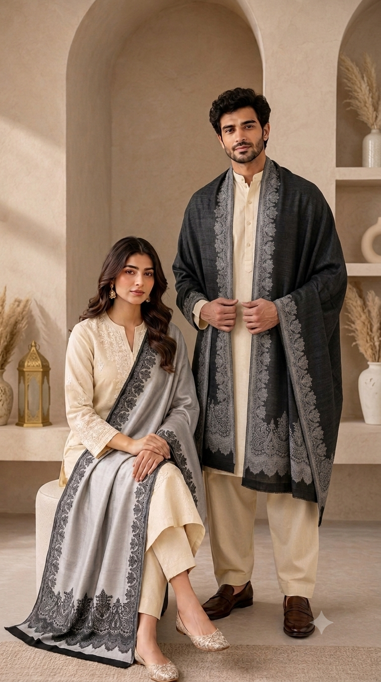 Reversible Fine Wool Unisex Stoles - Pack of 1 With Premium  Curated Box Packaging