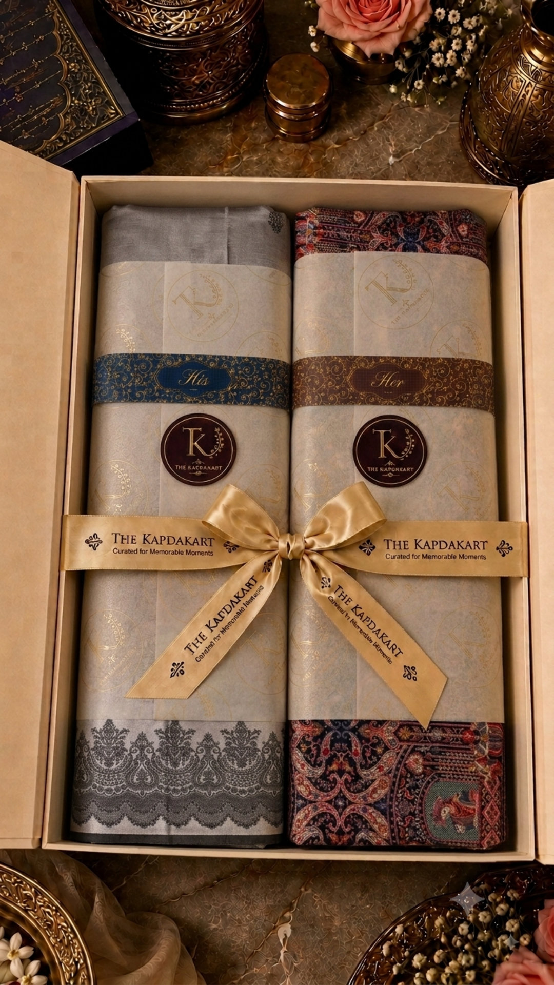 The Kapdakart His & Her Collection Of Fine wool & Cashmere wool  Reversible Stole with Premium Box Packaging