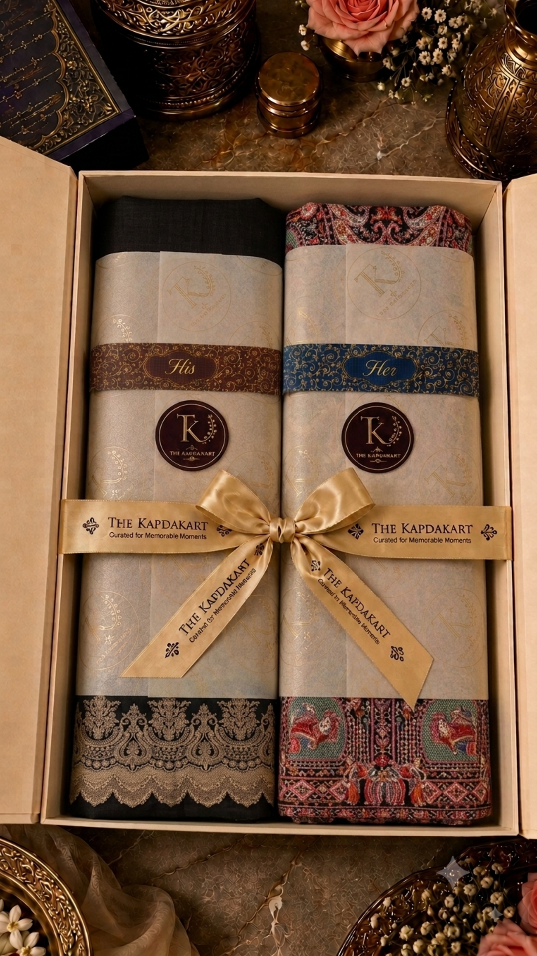 The Kapdakart His & Her Collection Of Fine wool & Cashmere wool  Reversible Stole with Premium Box Packaging