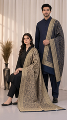 Reversible Zari Cashmere Wool  Unisex Stole - Pack of 1  With Curated Premium Box Packaging