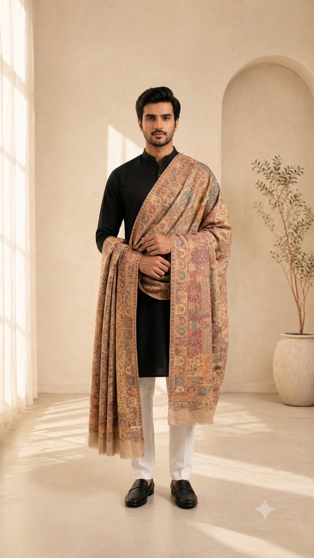Non Reversible Kani Weaving Fine Wool  Unisex Shawls - Pack of 1 With Premium  Curated Box Packaging