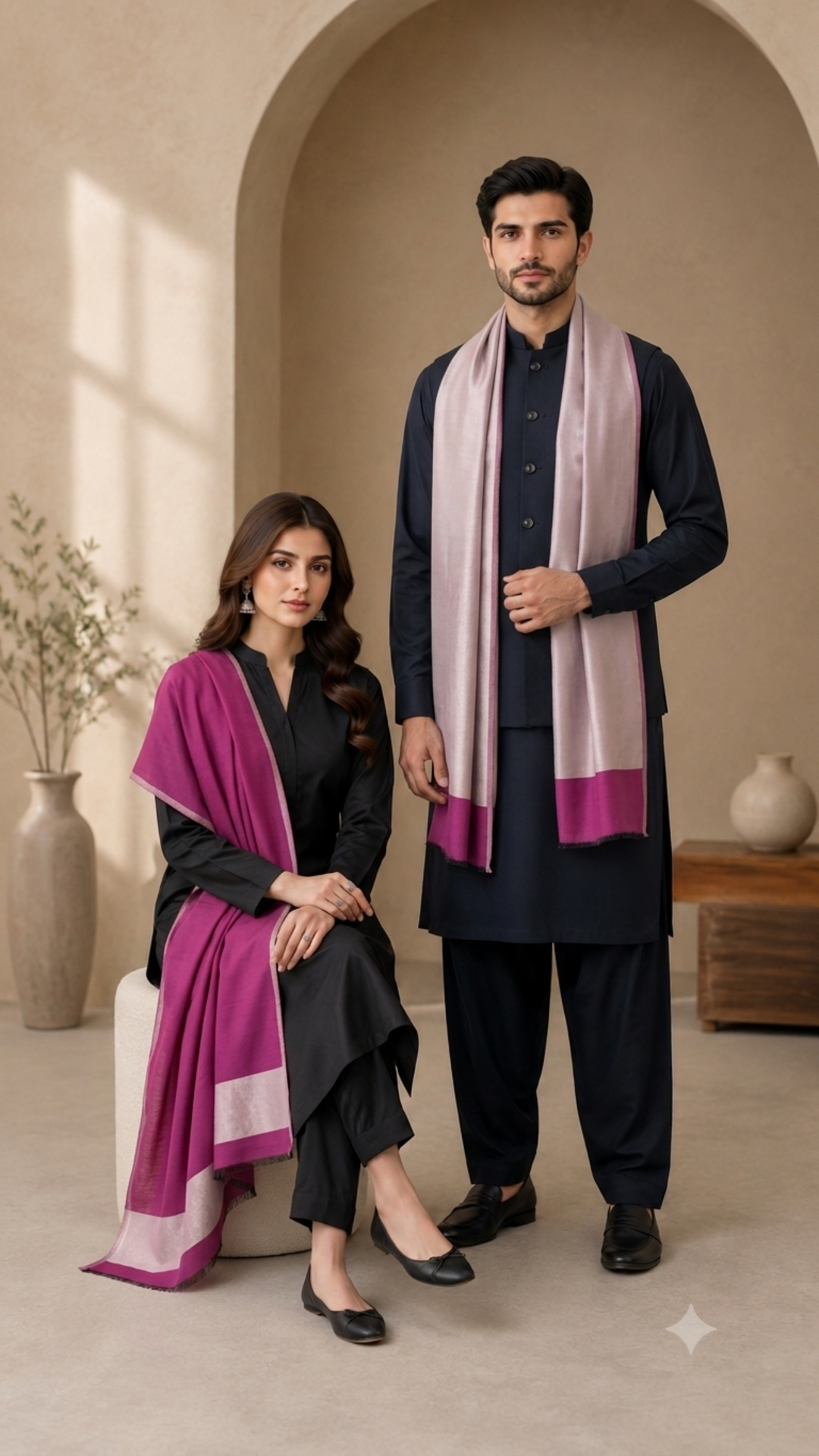 Reversible Fine Wool  Unisex Stoles - Pack of 1 With Premium  Curated Box Packaging