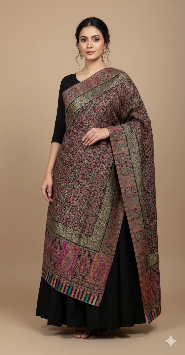 Non Reversible Semi Pashmina Unisex Stole With Curated Box Packaging