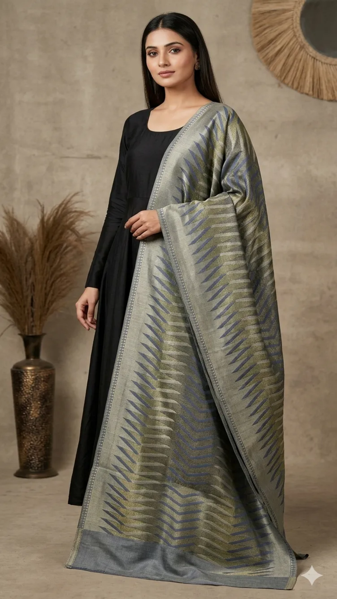 Moonlight reversible Ikkat Unisex Stoles With Curated Box Packaging