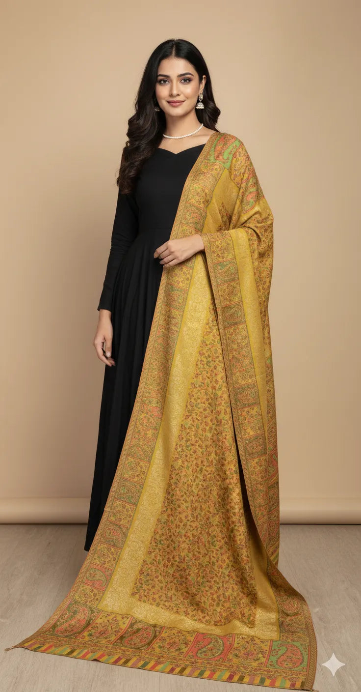 Non Reversible Semi Pashmina Unisex Stole With Curated Box Packaging