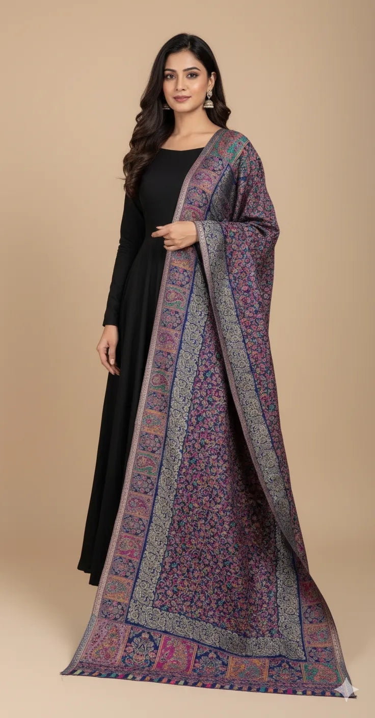 Non Reversible Semi Pashmina Unisex Stole With Curated Box Packaging