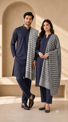 Geometric Grace Reversible Semi Pashmina Unisex Stoles - Pack of 1 With Premium  Curated Box Packaging