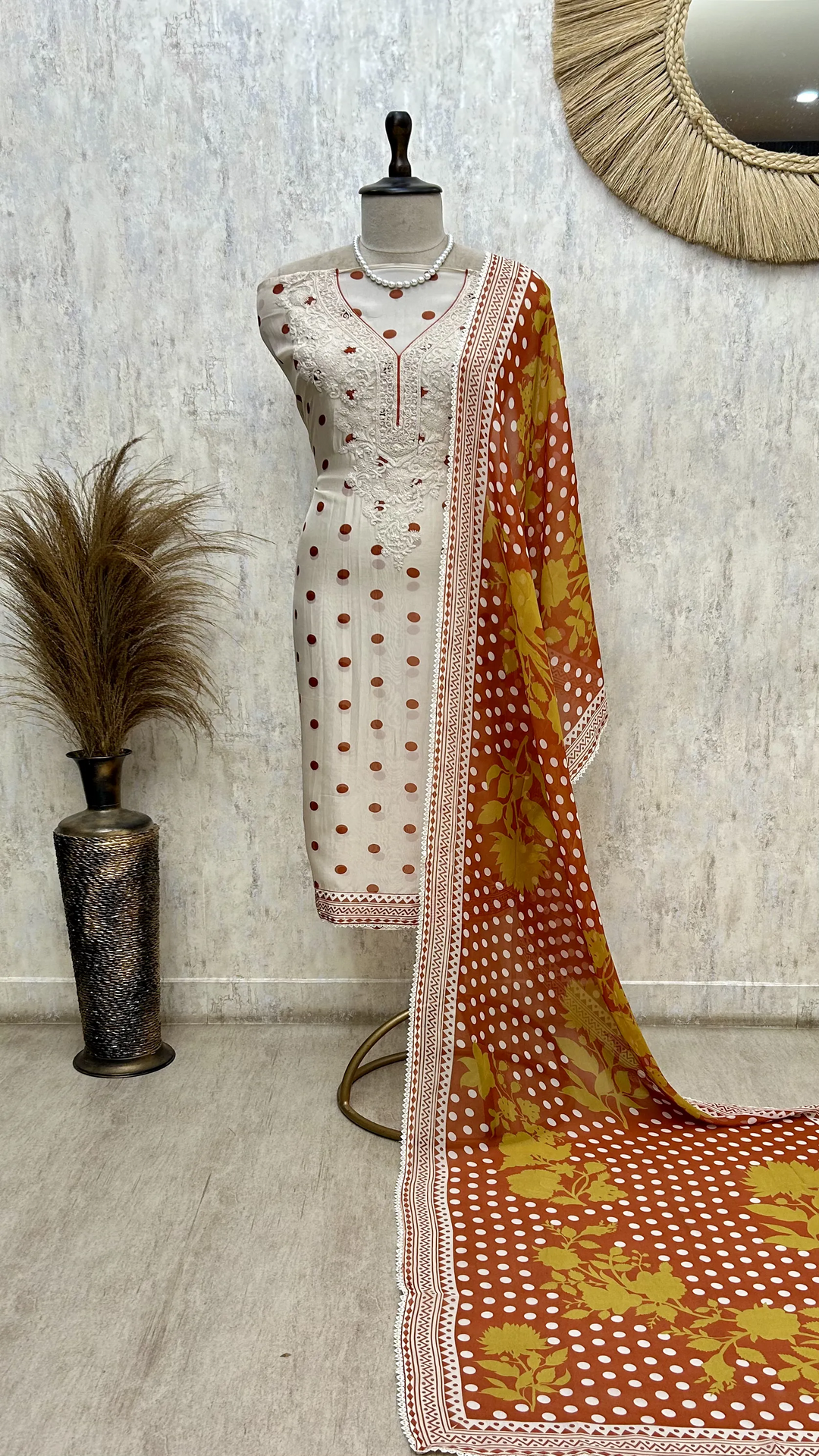 Noir Polka Grace Dola silk Unstitched Suit