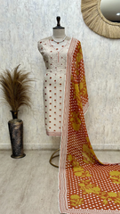 Noir Polka Grace Dola silk Unstitched Suit
