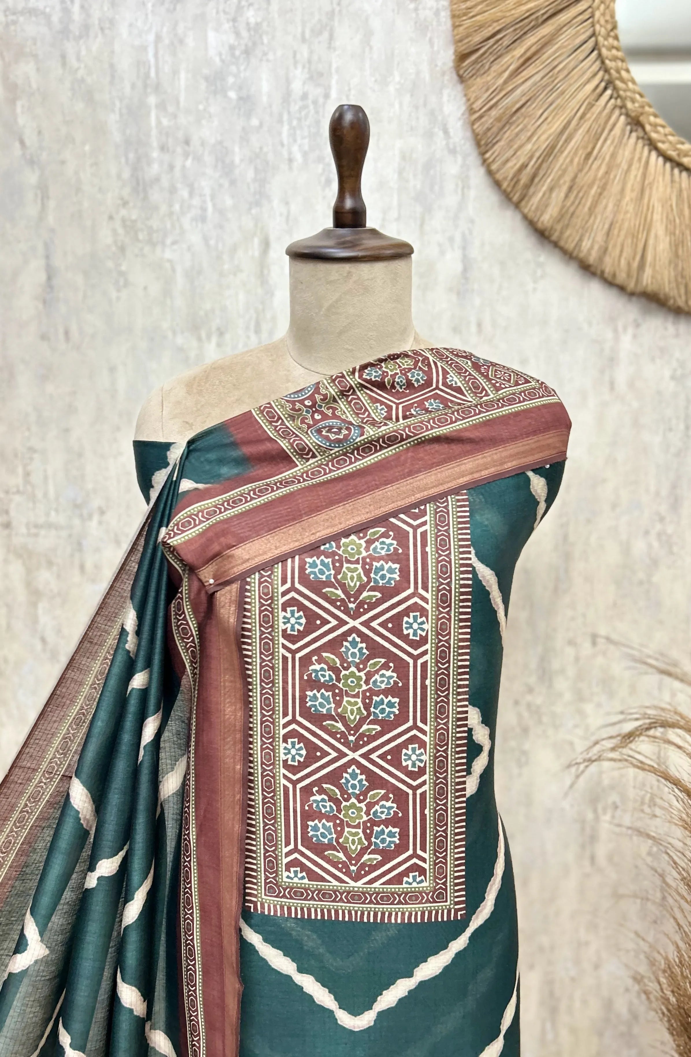 Heritage Chevron Maheshwari Cotton Unstitched Suit