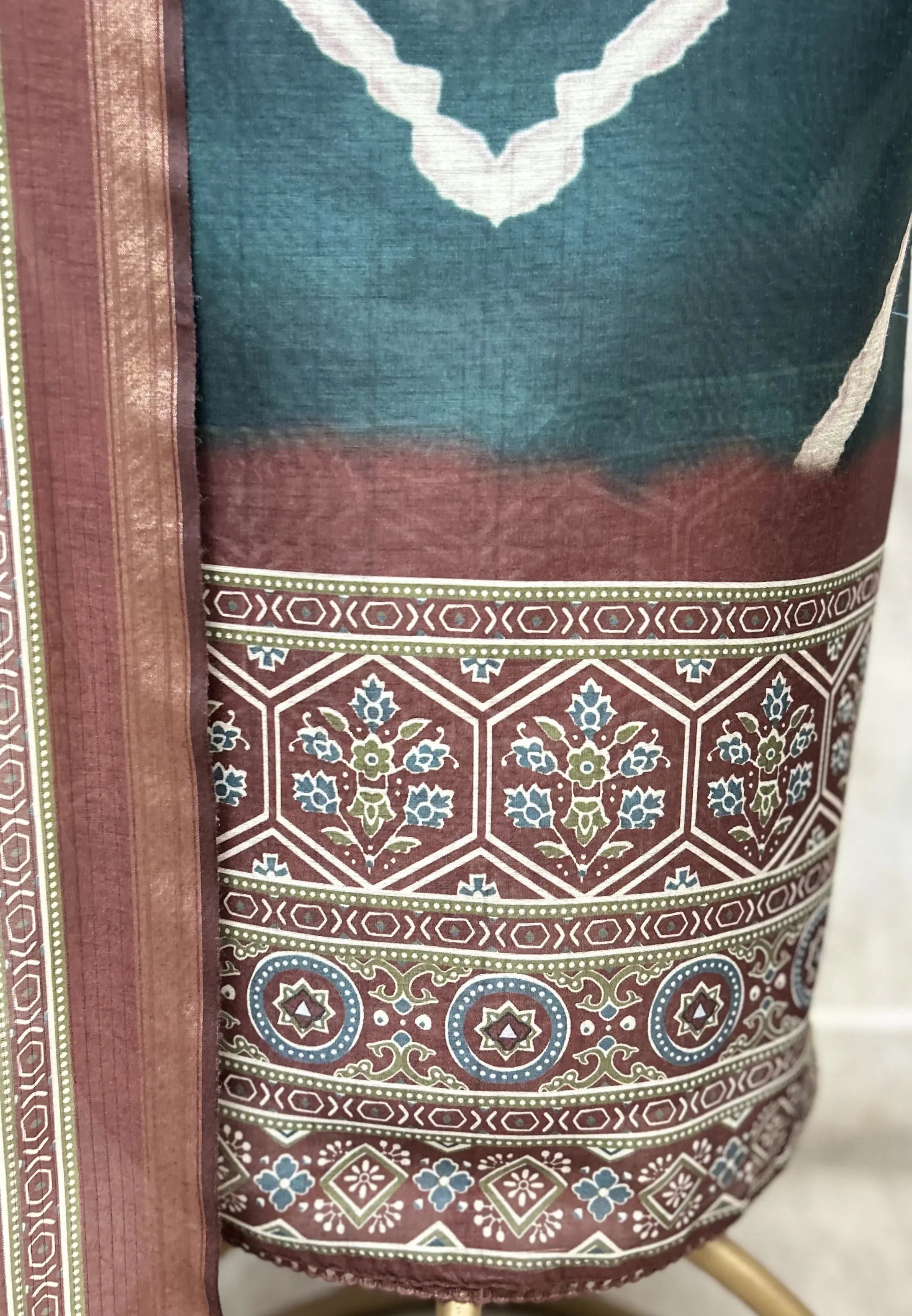 Heritage Chevron Maheshwari Cotton Unstitched Suit