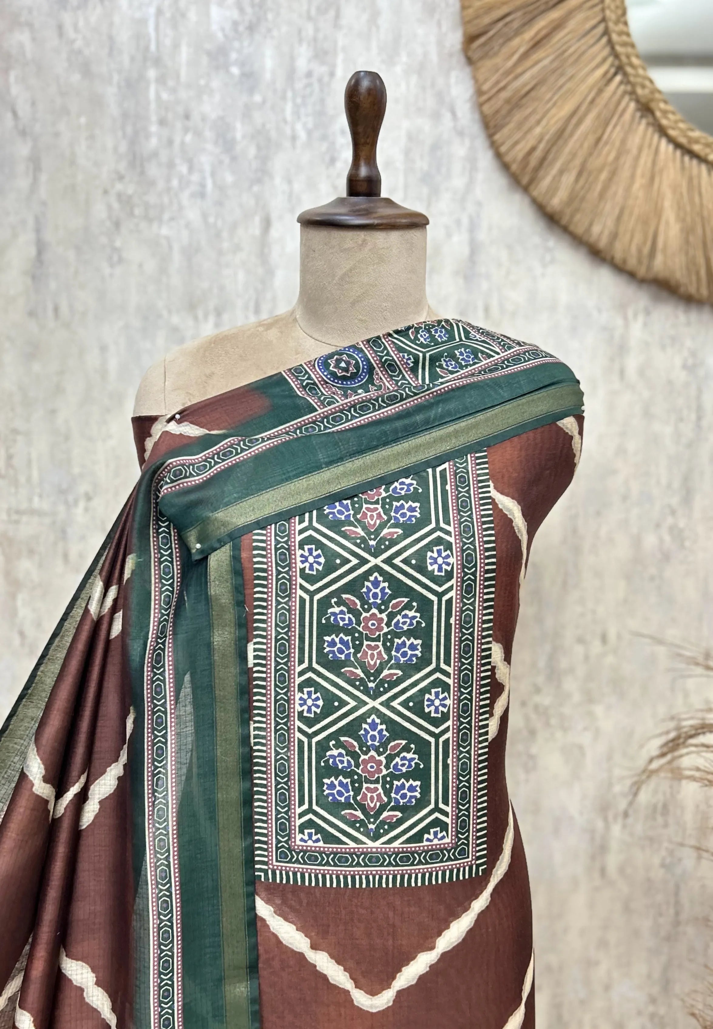 Heritage Chevron Maheshwari Cotton Unstitched Suit