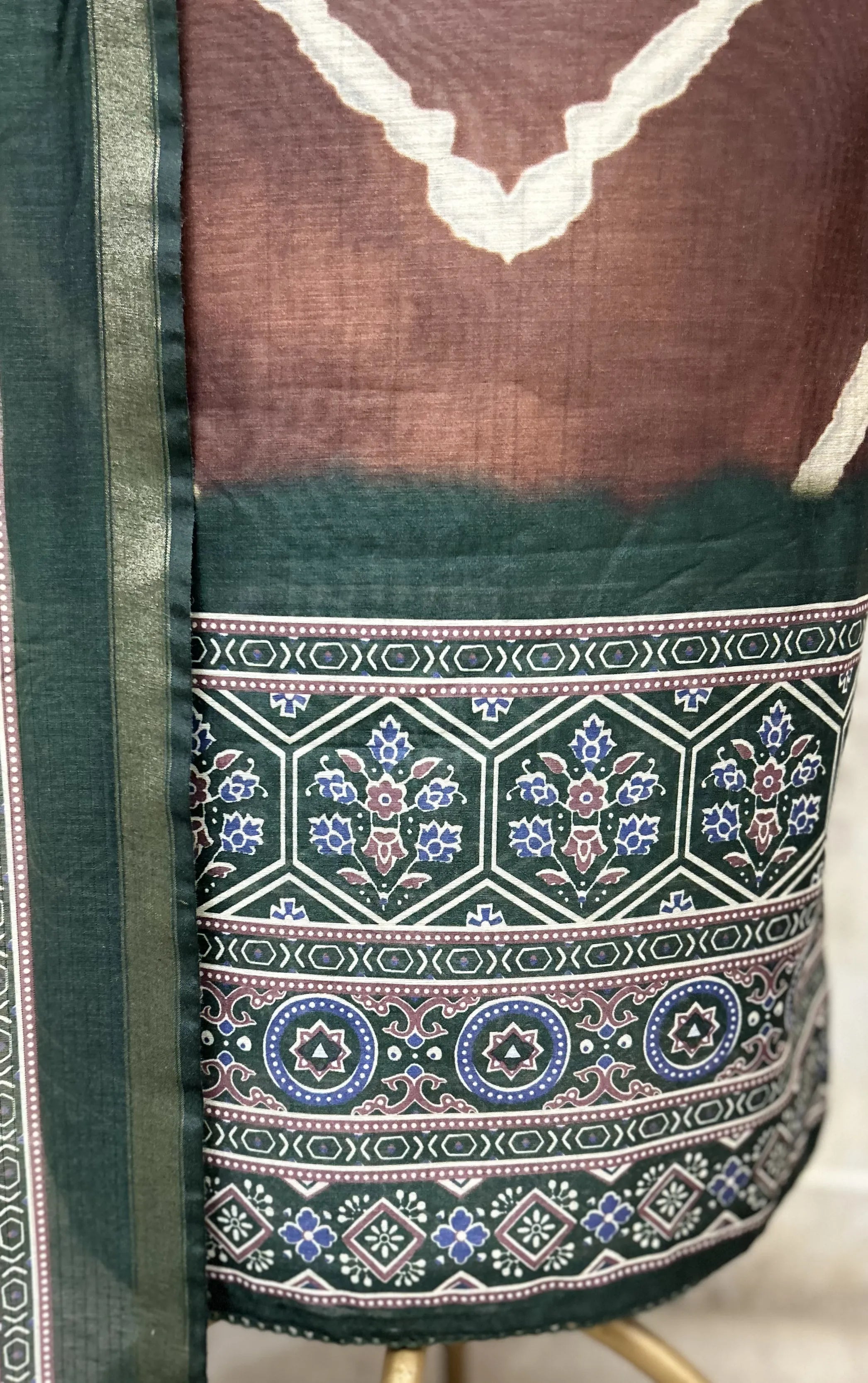 Heritage Chevron Maheshwari Cotton Unstitched Suit
