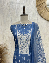 Serene Ethnic Style Linen Cotton Unstitched Suit