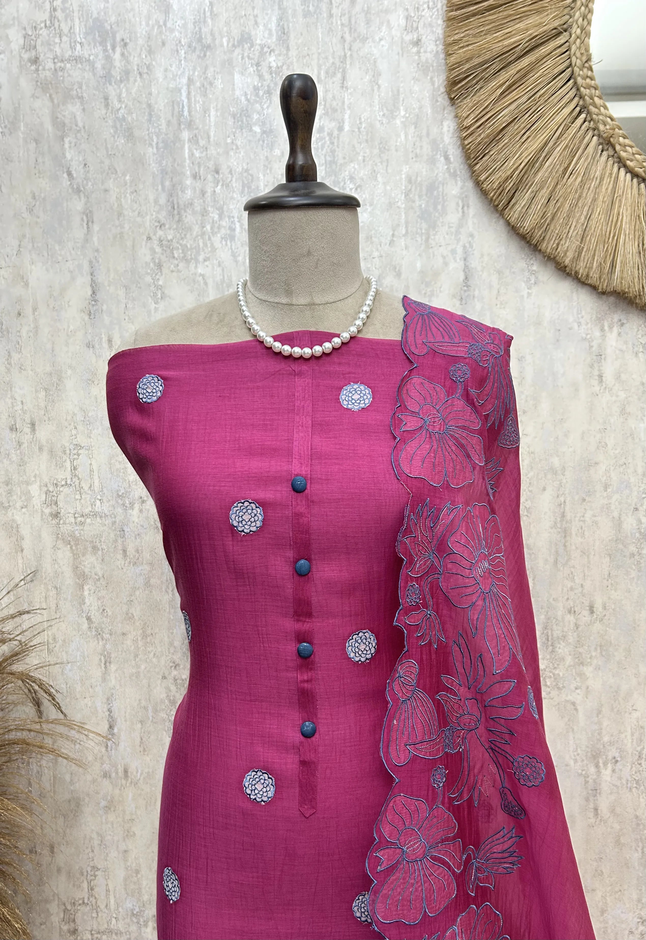 Sunlit Blossom Weave Mul Unstitched Suit