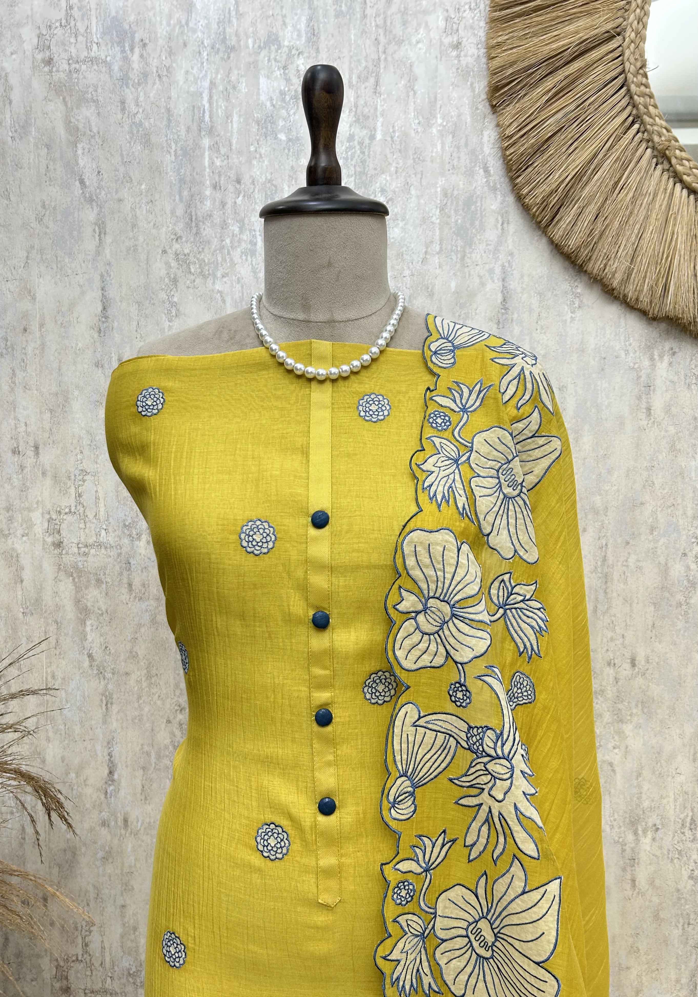 Sunlit Blossom Weave Mul Unstitched Suit
