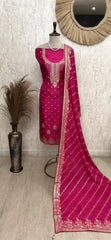 Dola Silk Unstitched Suit Set With Dola Silk Dupatta