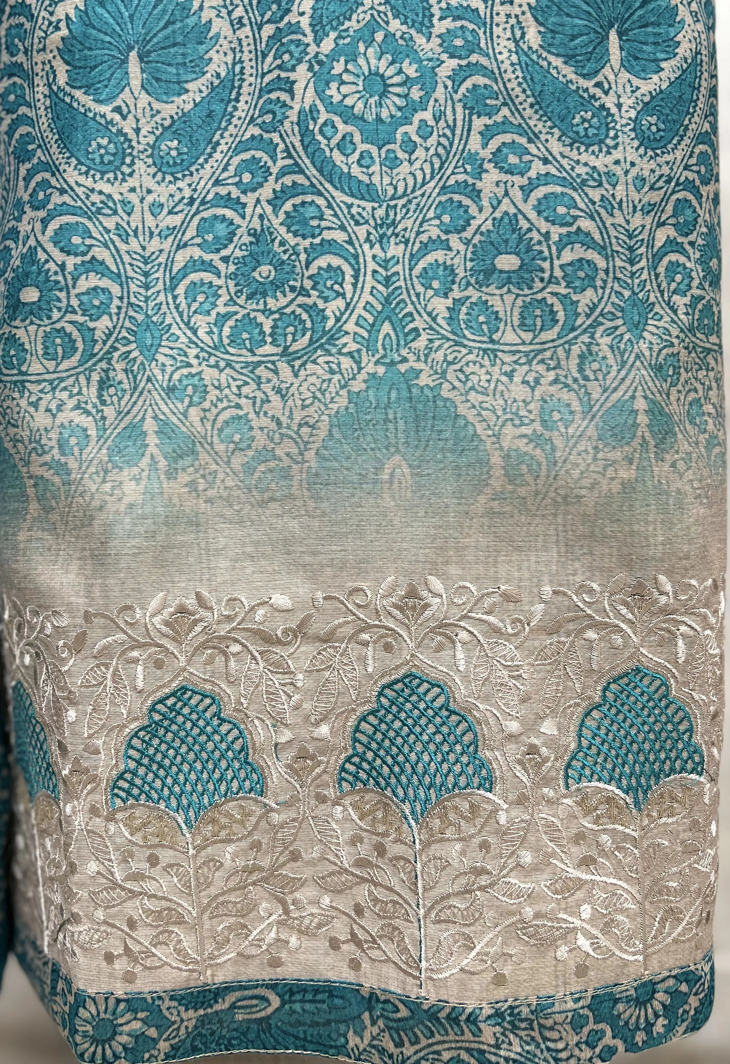 Rose Blossom Heritage Linen Unstitched Suit
