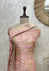 Aqua Floral Heritage Dola silk Unstitched Suit