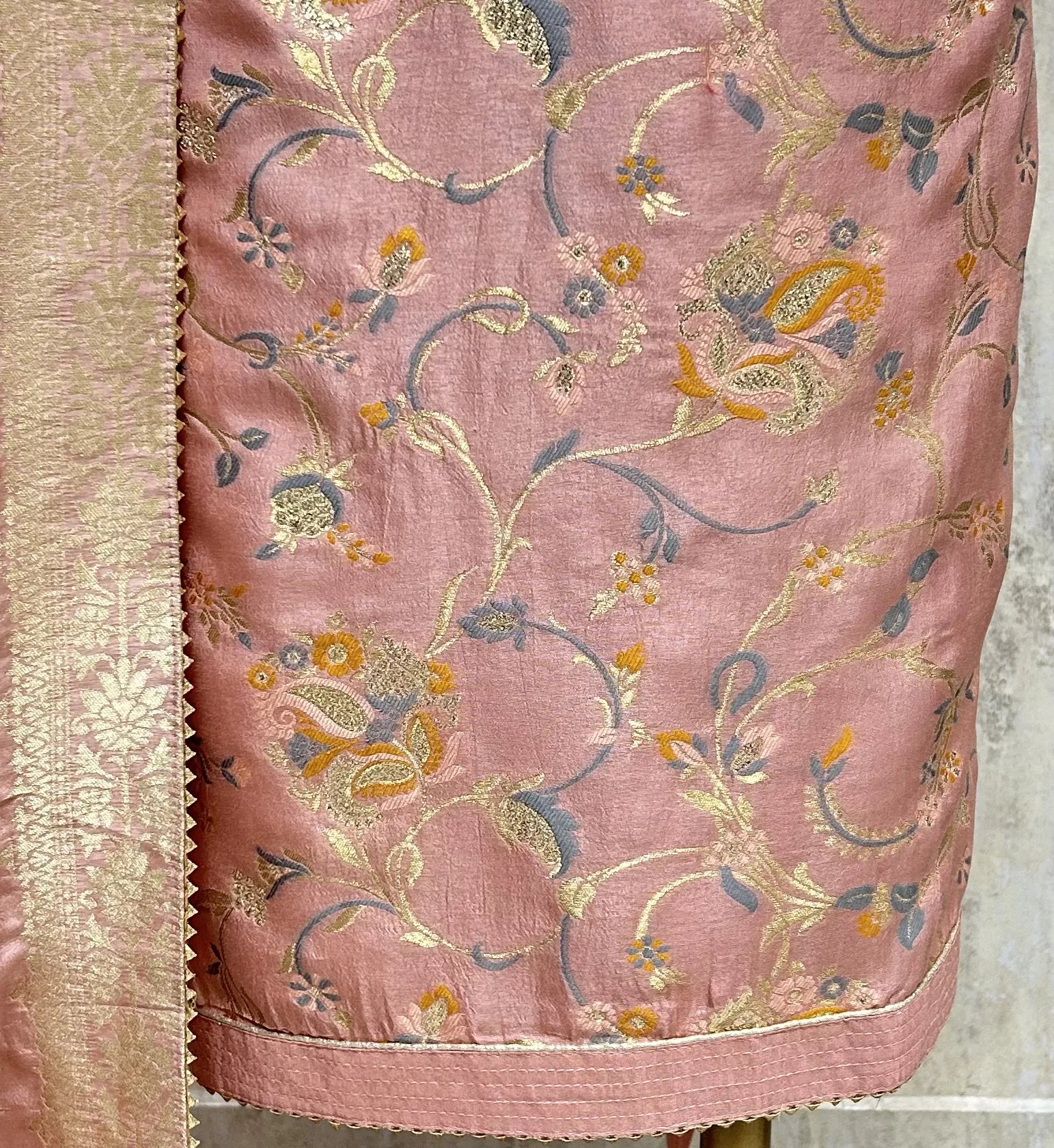 Aqua Floral Heritage Dola silk Unstitched Suit