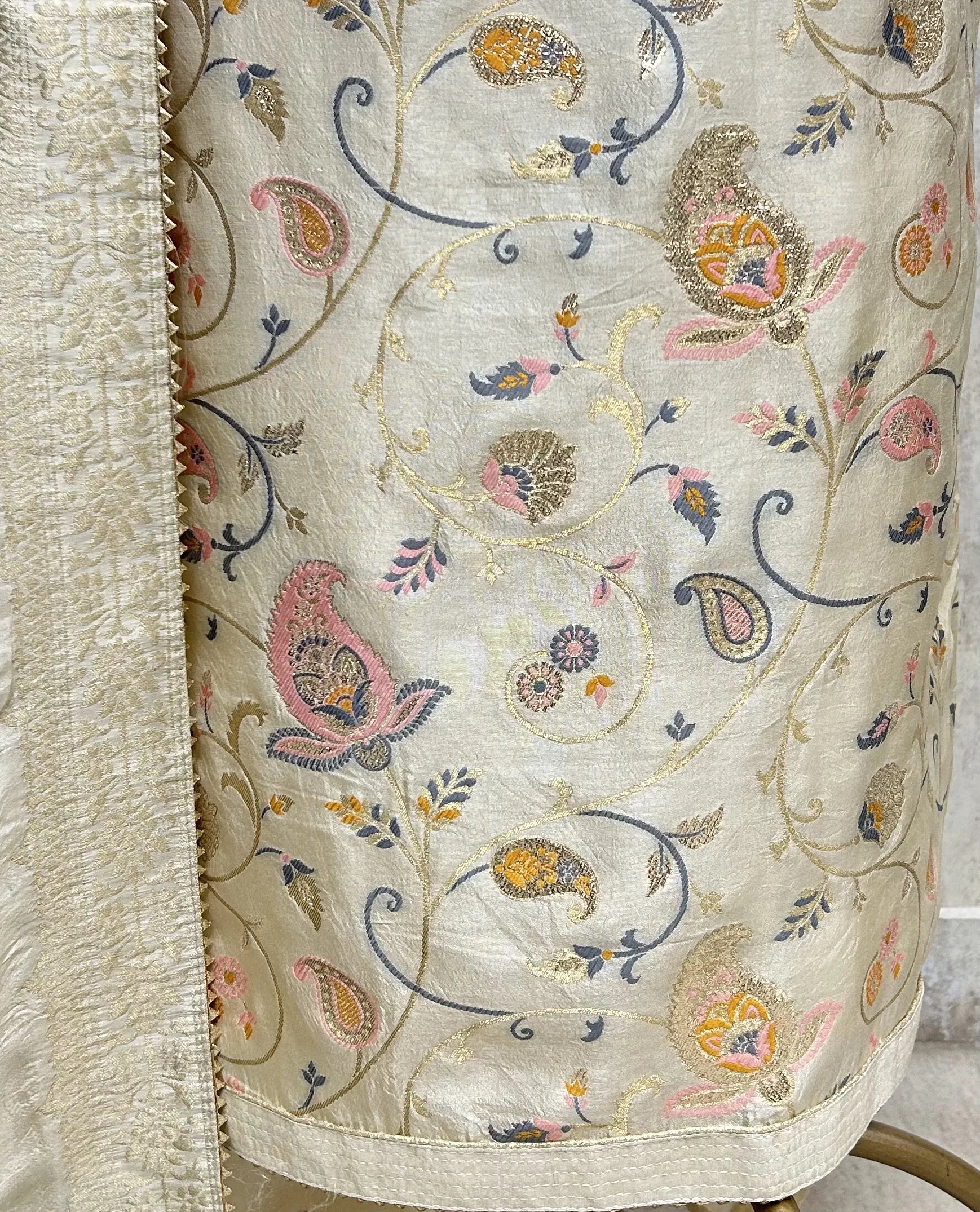 Aqua Floral Heritage Dola silk Unstitched Suit
