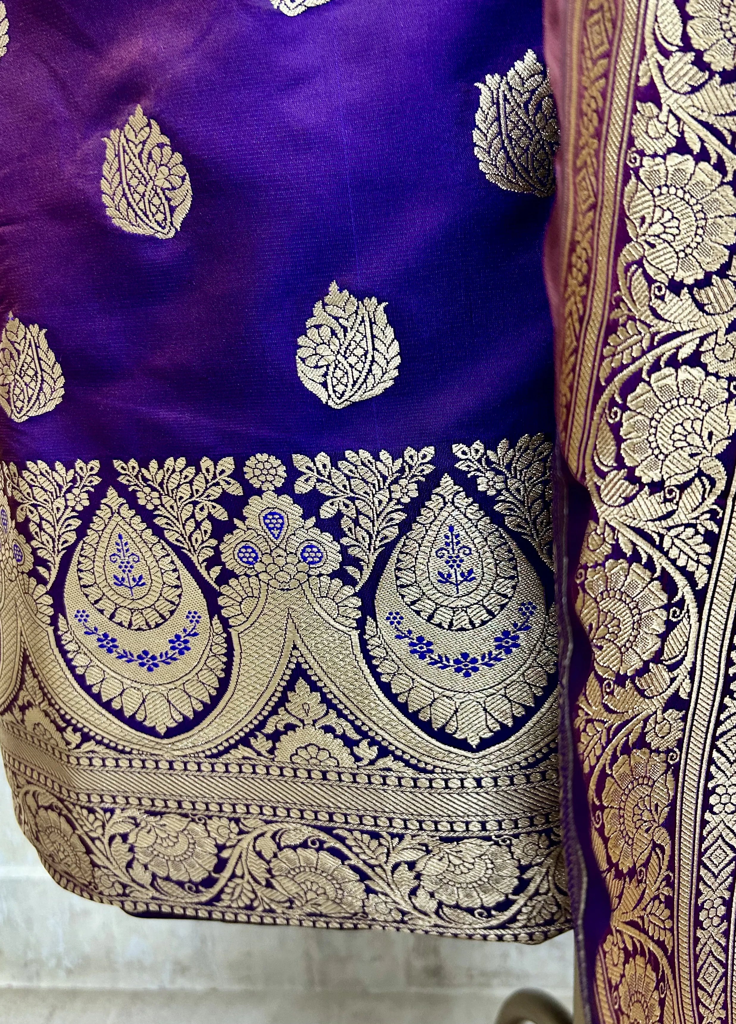 Banarasi Silk Unstitched Suit Set With Banarasi Silk Dupatta