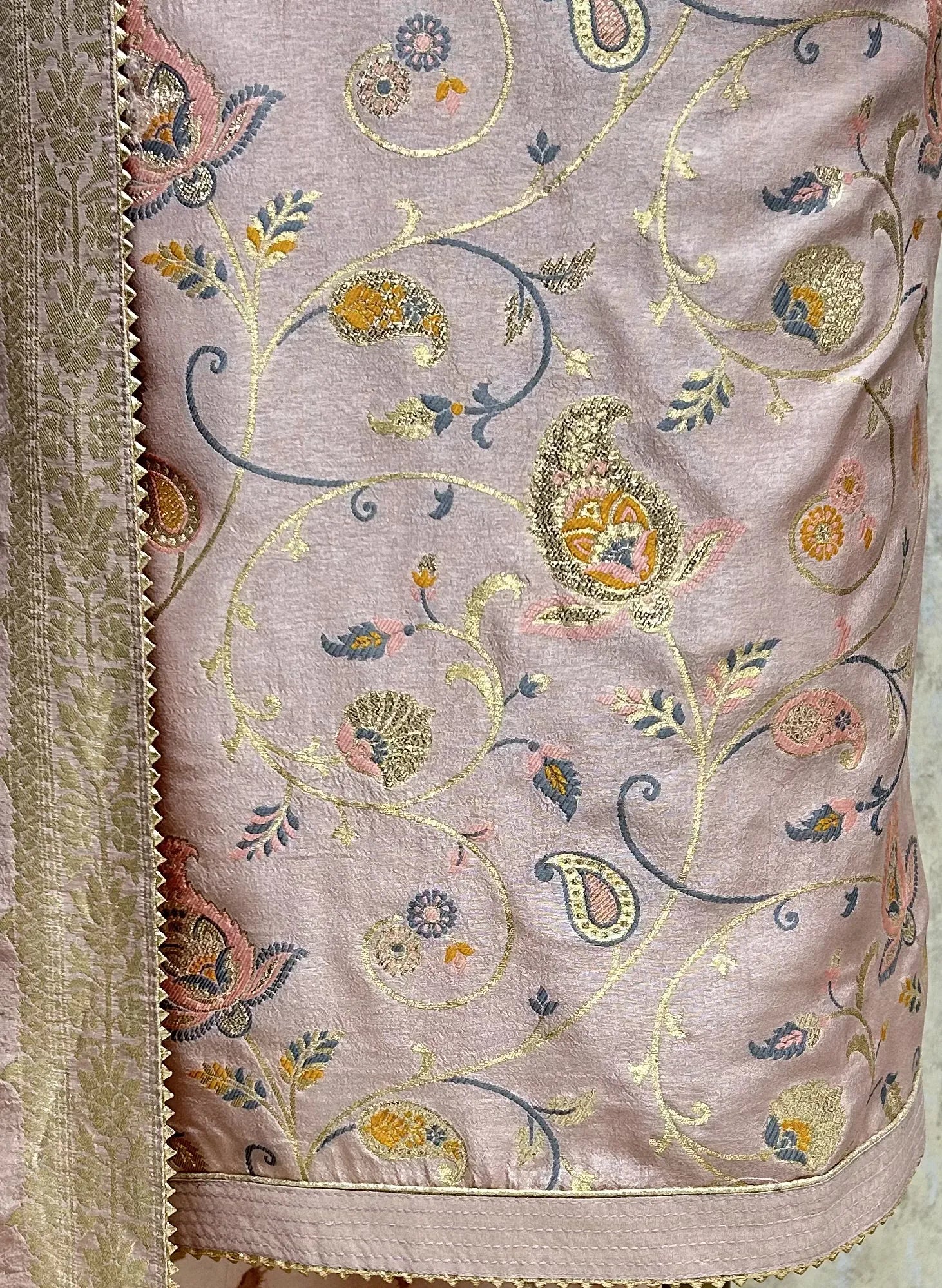 Aqua Floral Heritage Dola silk Unstitched Suit