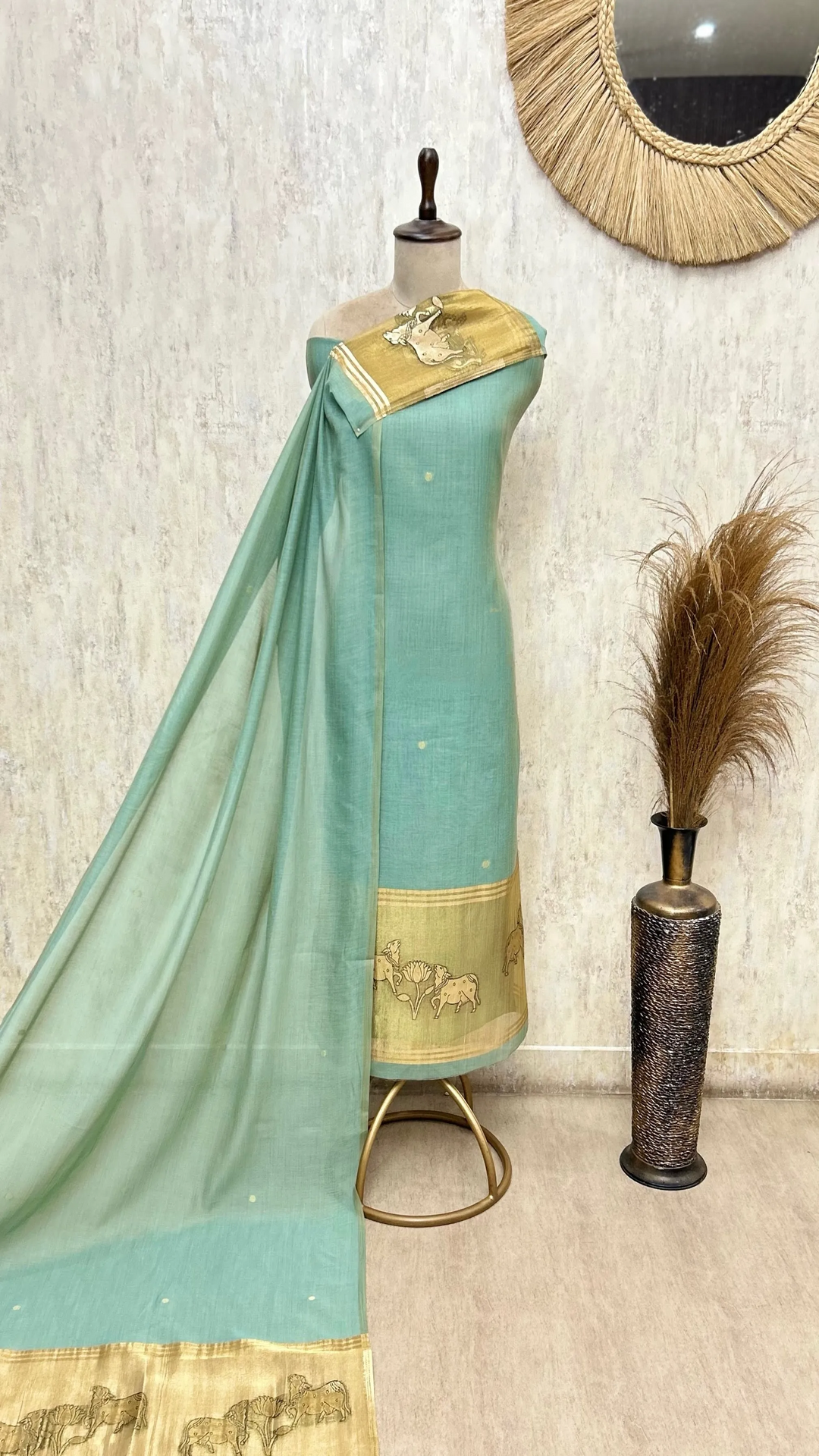 Subtle Elegance Jamdani Linen Unstitched Suits