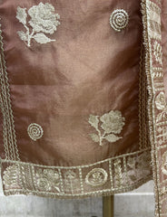 Tissue Organza Unstitched Suit Set With Tissue Organza Dupatta