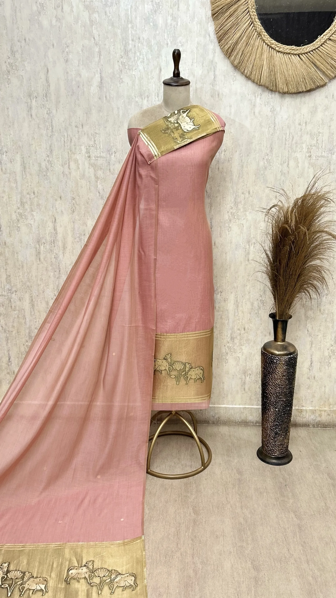 Subtle Elegance Jamdani Linen Unstitched Suits