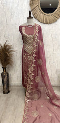 Silk Unstitched Suit Set Featuring Tissue Dupatta