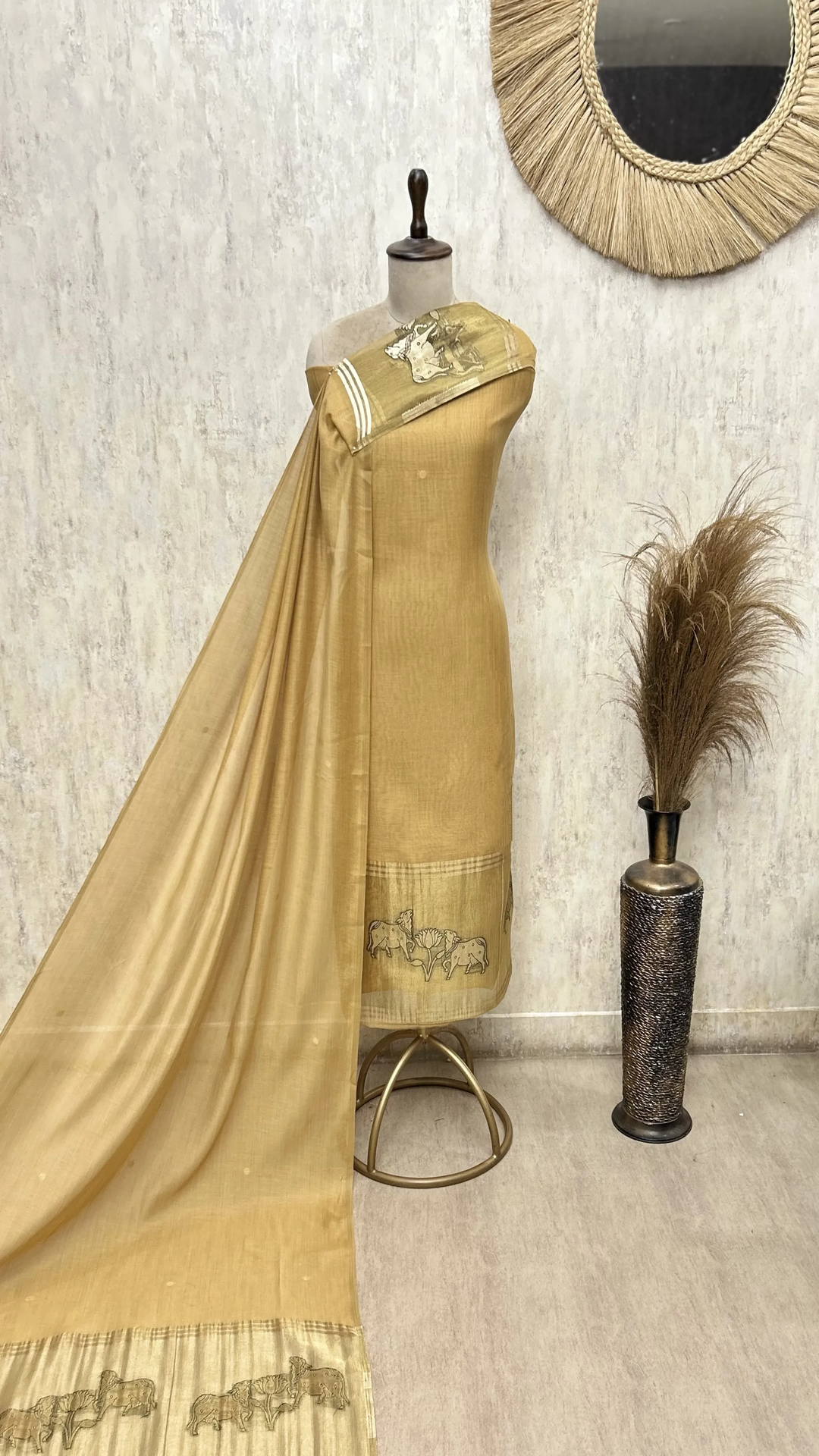 Subtle Elegance Jamdani Linen Unstitched Suits