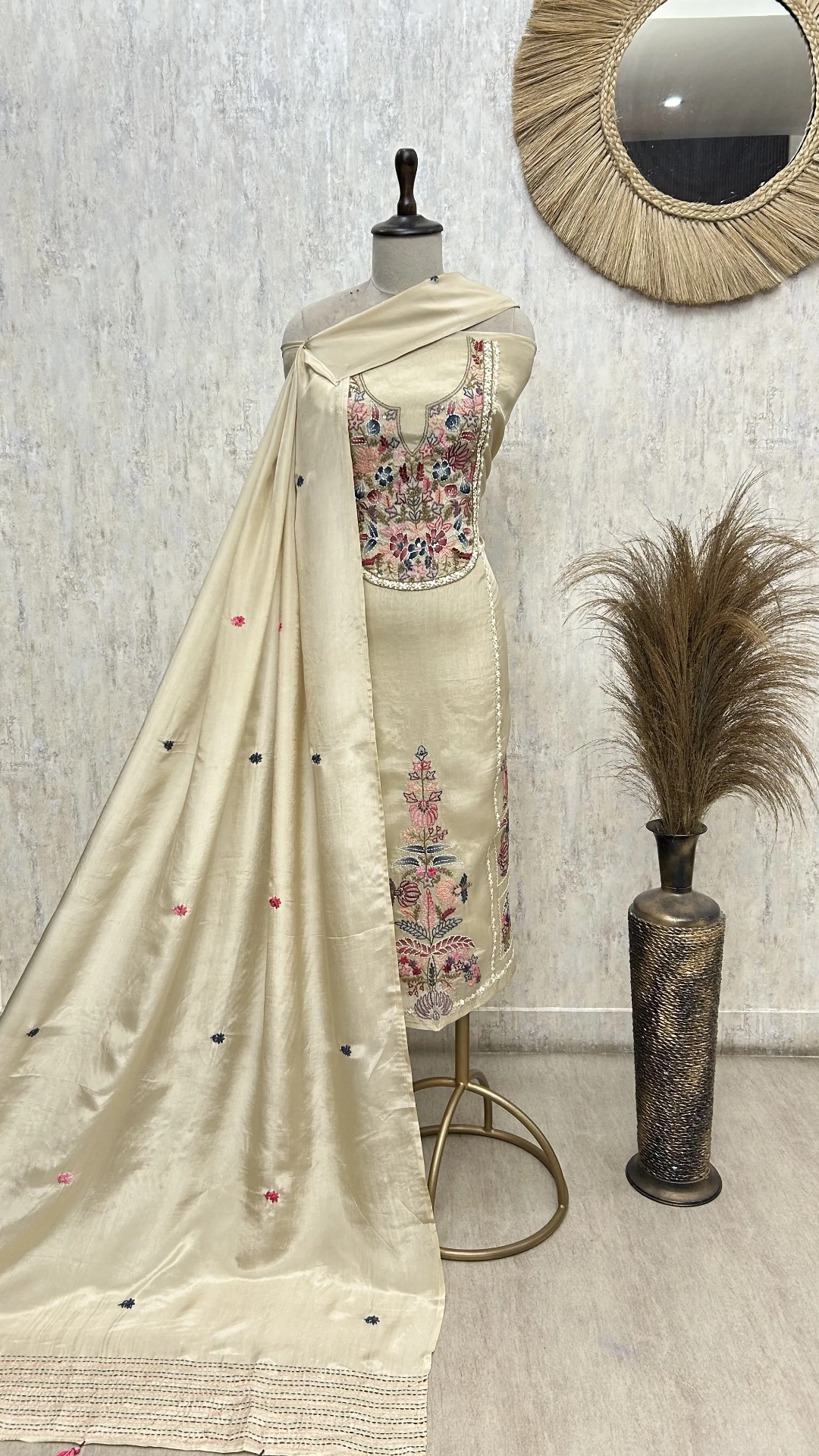 Rose Garden Embroidery glass organza Unstitched Suit