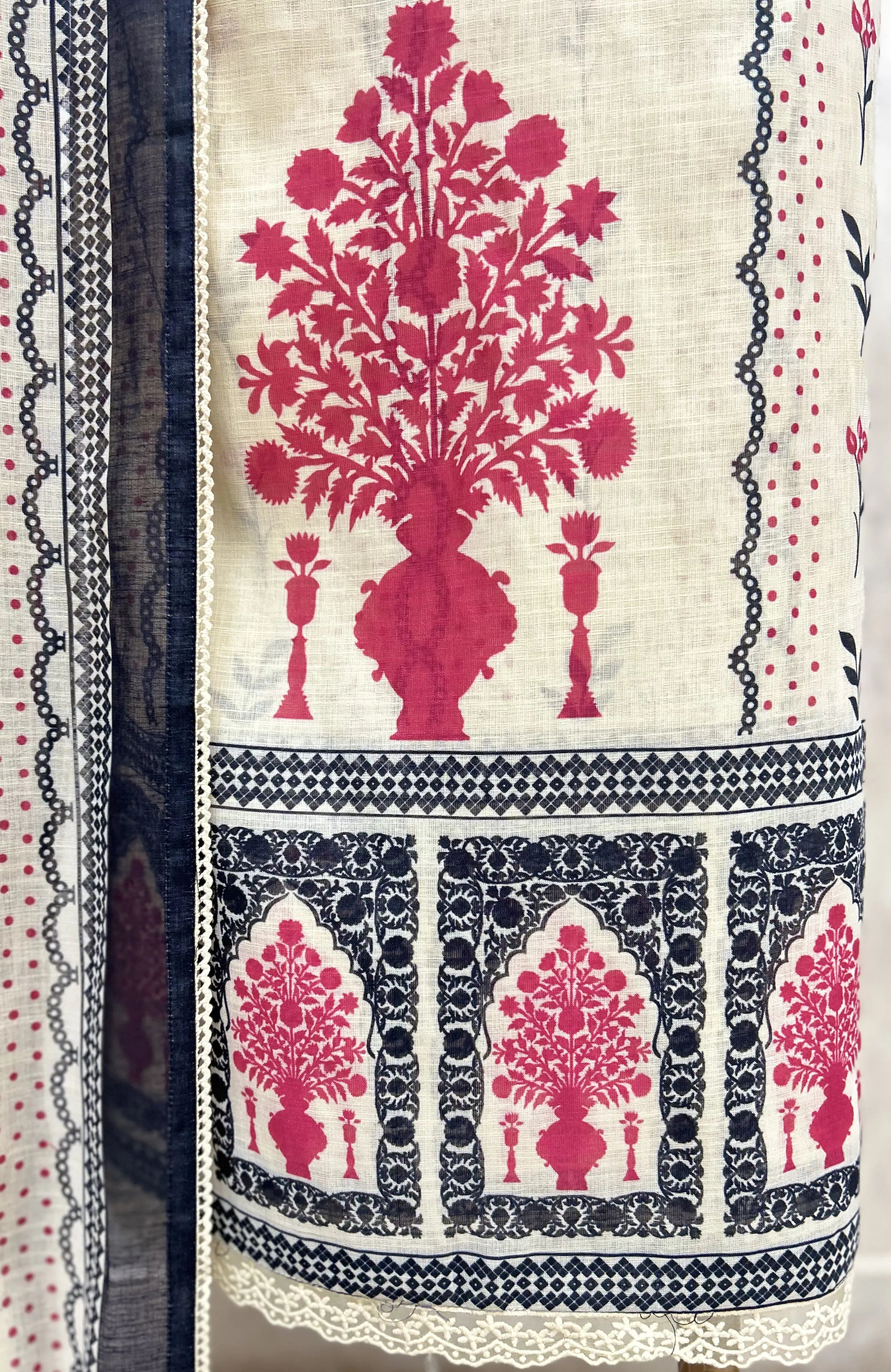 Rustic Pattern Grace Linen Unstitched Suit
