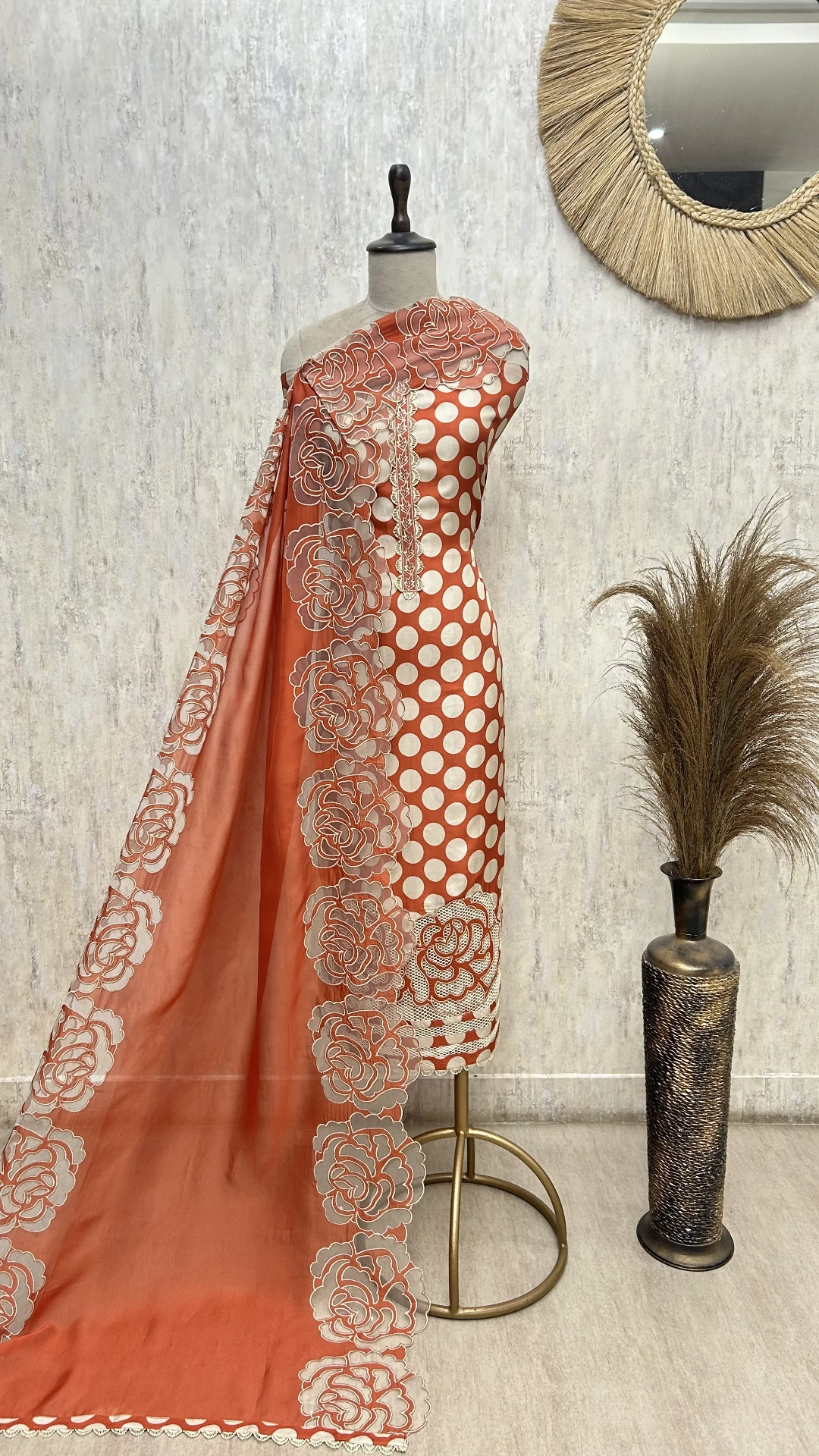 Midnight Polka Grace Organza Unstitched Suit