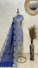 Midnight Polka Grace Organza Unstitched Suit