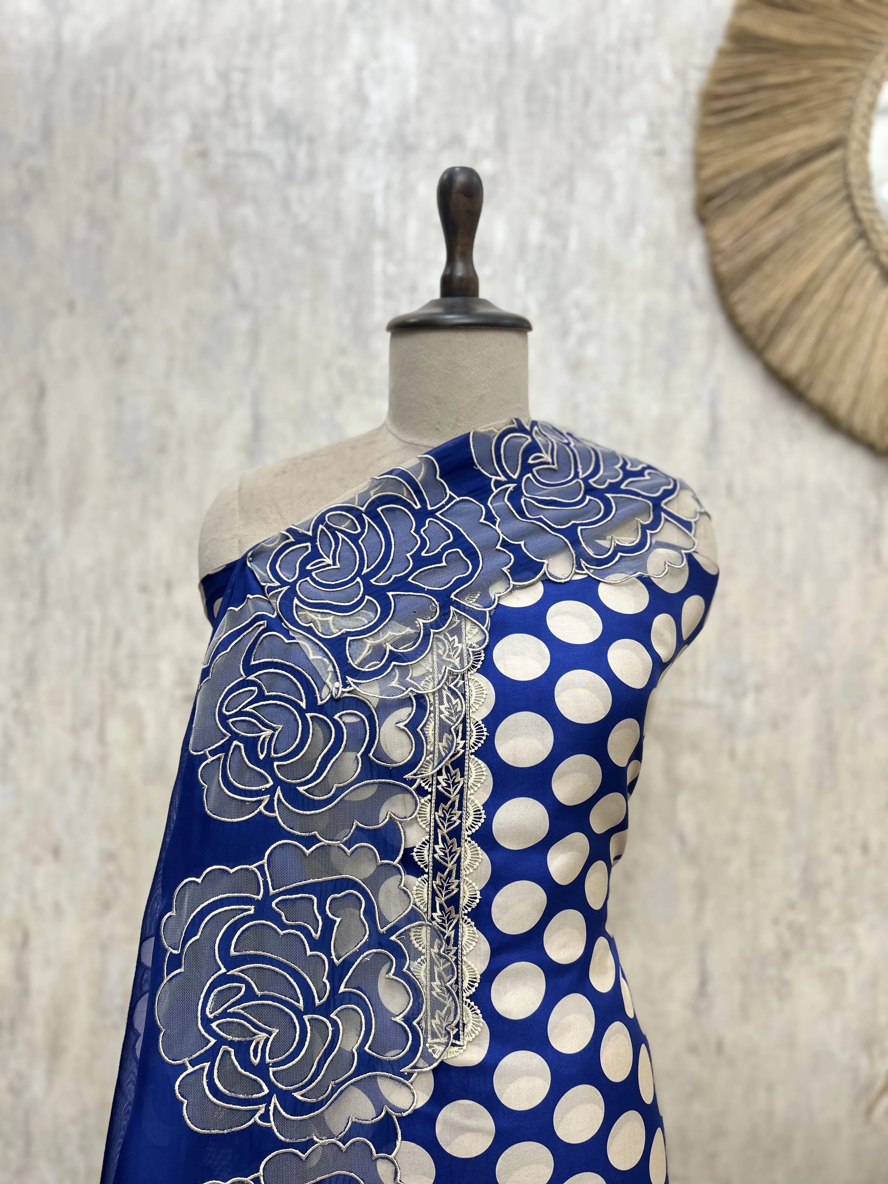 Midnight Polka Grace Organza Unstitched Suit