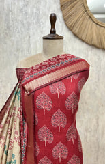 Traditional Tree Print Maheshwari Cotton Unstitched Suit