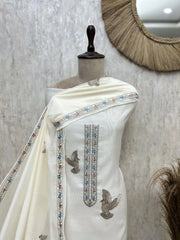 Avian Blossom Mul Chanderi Unstitched Suit