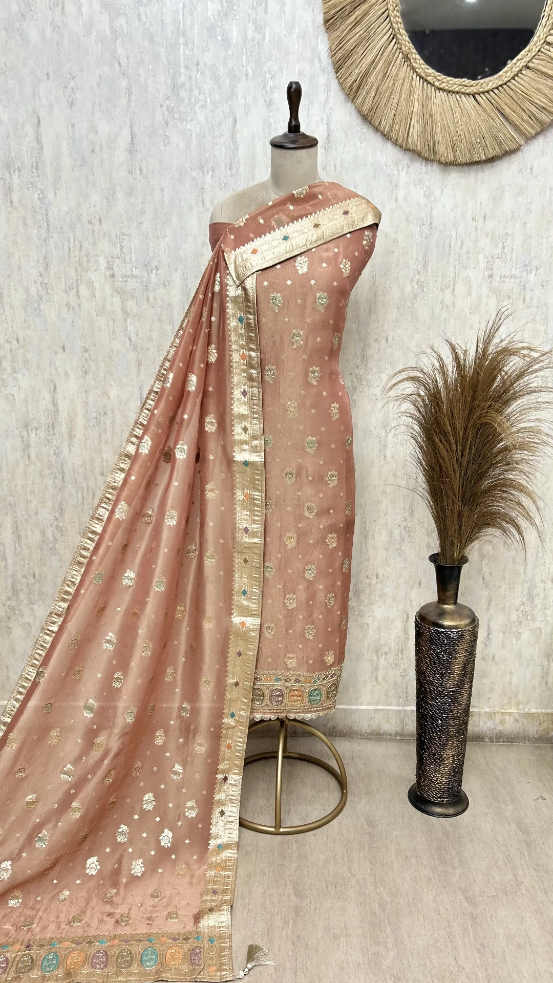 Elegant Woven Tissue Unstitched Suit