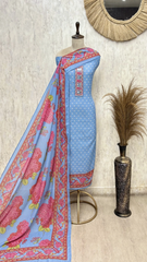 Soft Mul Cotton Embroidered Unstitched Suit