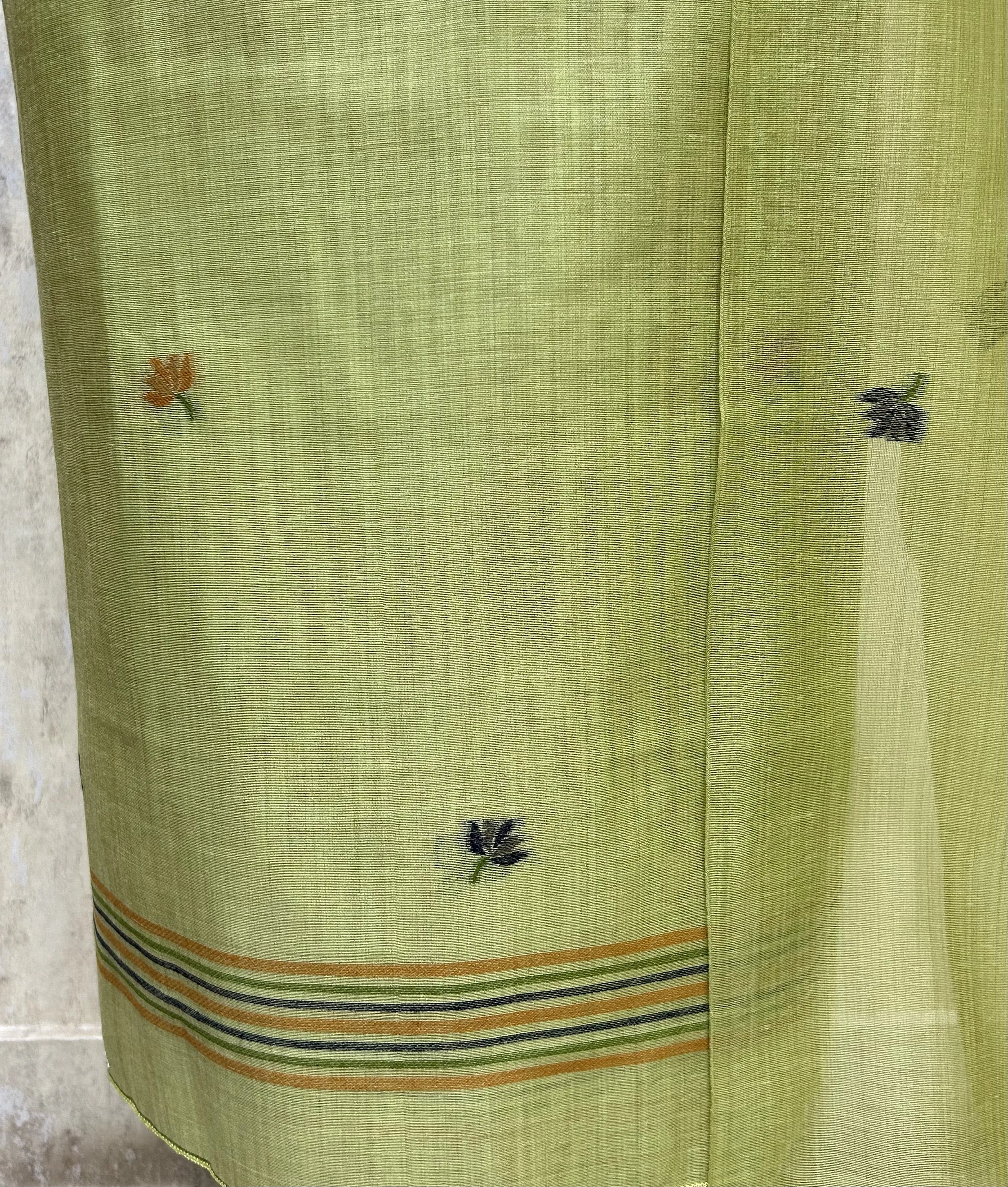 Ethereal Sage Elegance jamdani linen Unstitched Suit