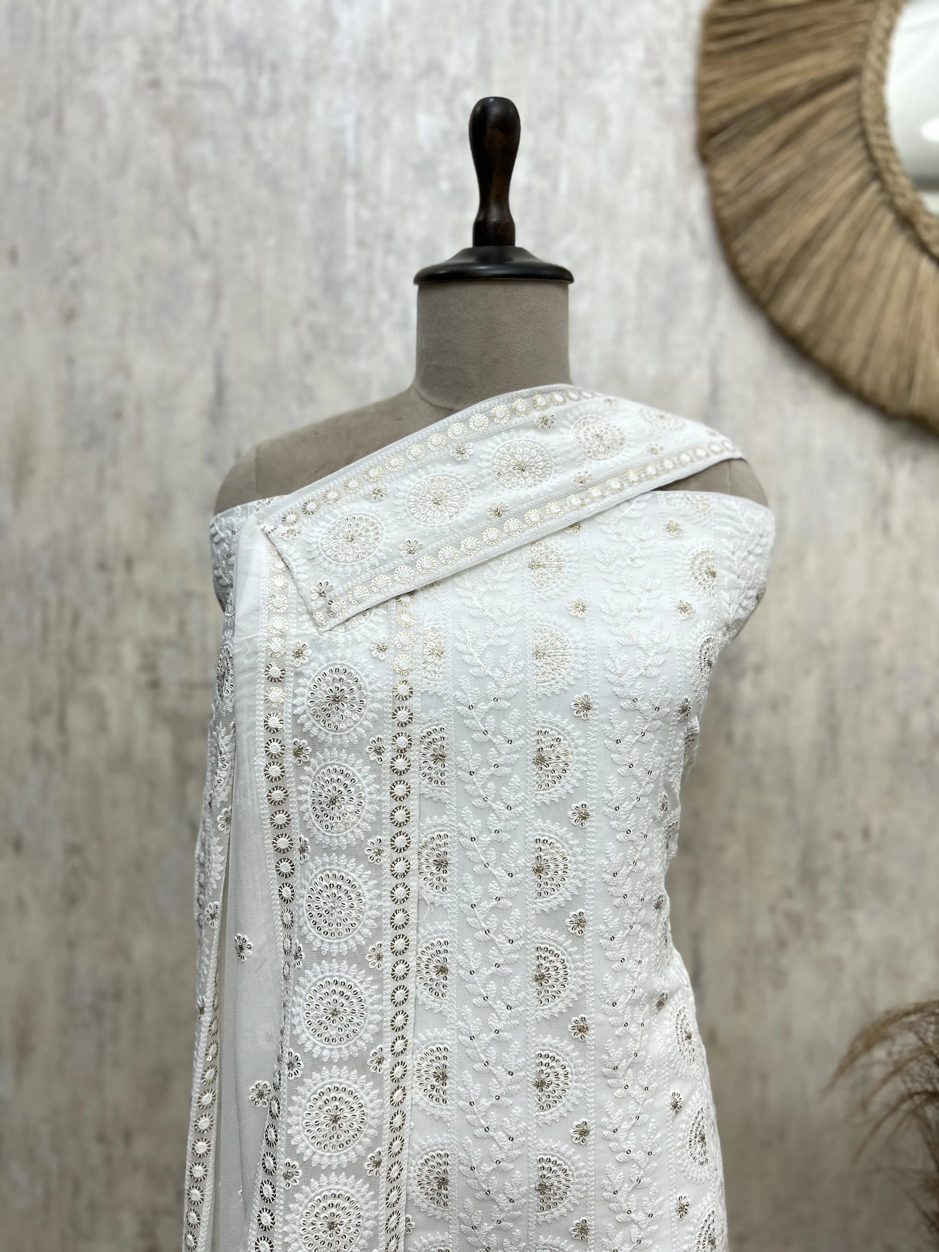 Ivory Chikankari Elegance Georgette Unstitched Suit