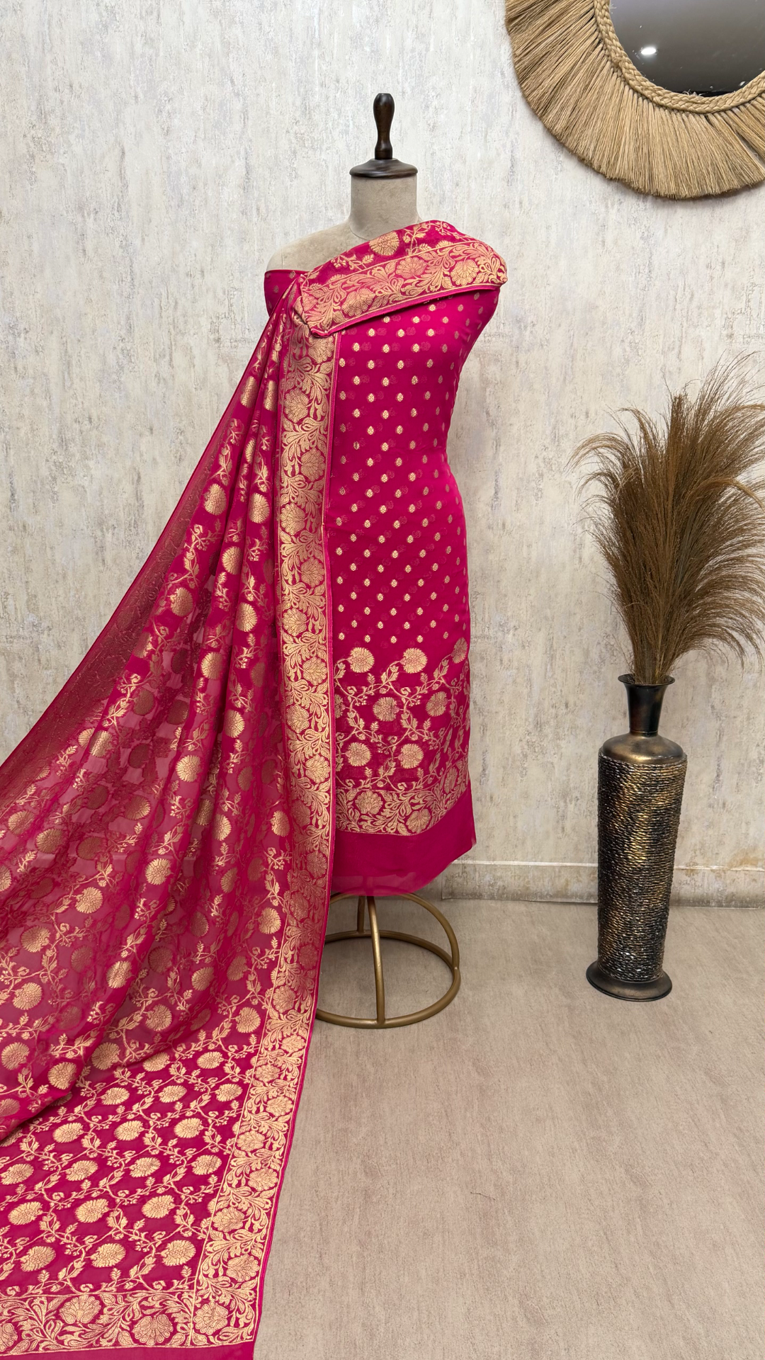 Heritage Woven Elegance Khadi Georgette Unstitched Suits