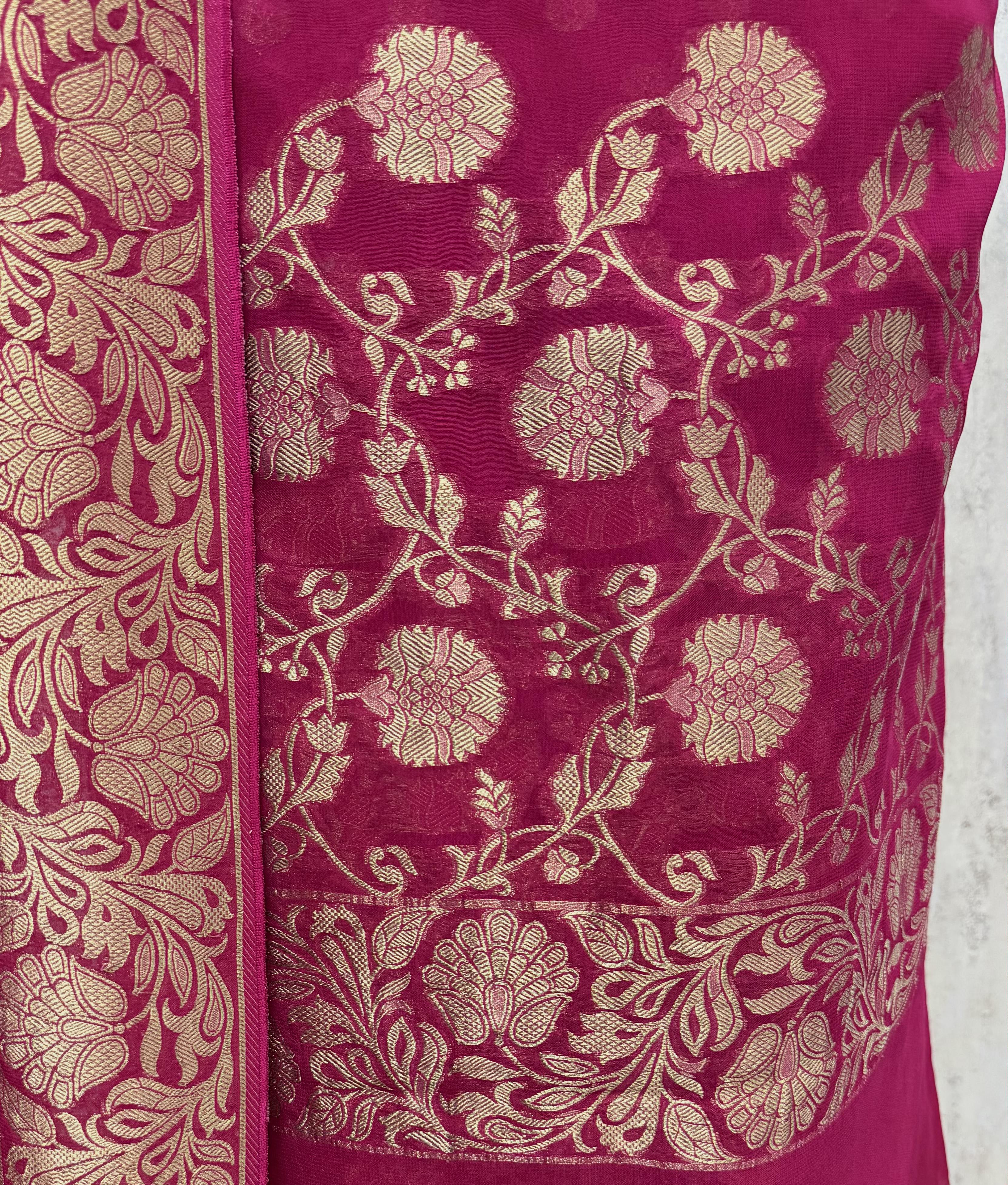Heritage Woven Elegance Khadi Georgette Unstitched Suits