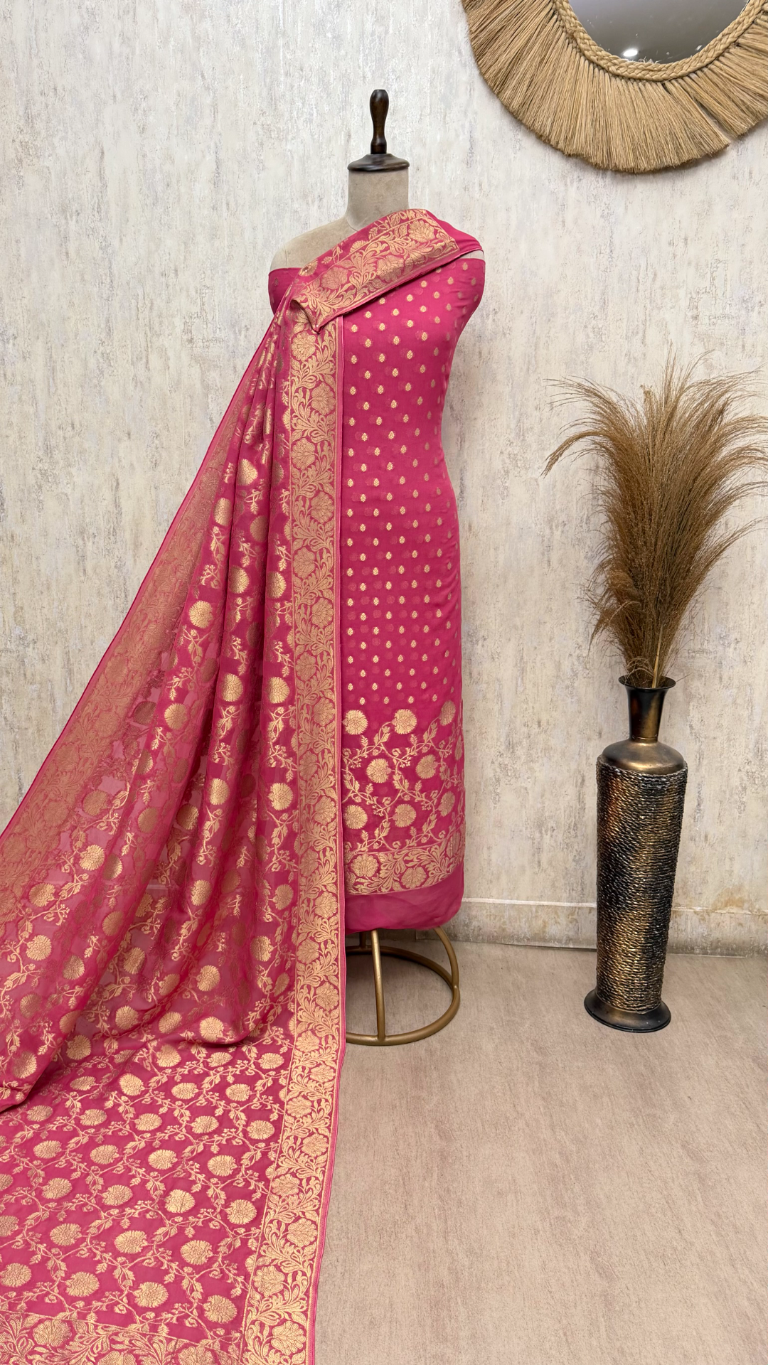 Heritage Woven Elegance Khadi Georgette Unstitched Suits