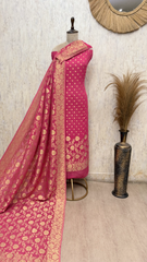Heritage Woven Elegance Khadi Georgette Unstitched Suits